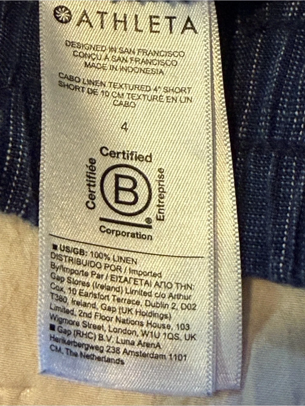 Athleta Cabo Linen Shorts (Blue, Size 4)